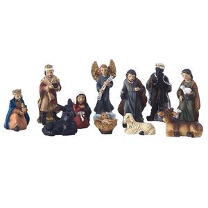 Interior Decorations 11pcs/set Nativity Scene Set Car Dashboard Ornament Christmas Decor Holy Family Tabletop OrnamentInterior InteriorInter