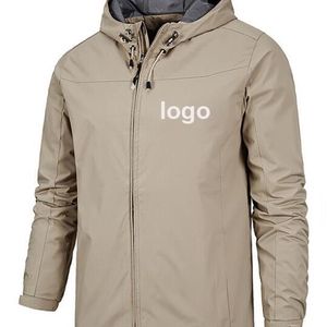 Windbreaker Men Casual Autumn Winter Jacket Lightweight Solid Color Zipper Hooded Custom Your Windproof Outwear SA8 201105