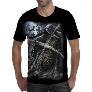 Herr t-shirts mode skalle grafik 3d tryck män t-shirt sommar o krage kort ärm gata överdimensionerade lösa toppar tee kläder 4xlmen's