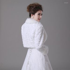 Women's Fur & Faux Winter Women Warm Short Style Outwear Coat Collar Slim Fit Bridal Wedding Cape Long Sleeve Party Ladies Jackets