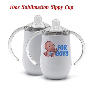 10 oz süblimasyon Sippy fincan paslanmaz çelik bardak çift duvarlı vakum biberon, sızıntılı kapaklı biberon yenidoğan için Noel hediyeleri