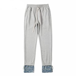 Herrbyxor urban streetwear lapptäcke joggers cashew blommor denim Terry dragstring tröjor för män fashionabla joggarmens