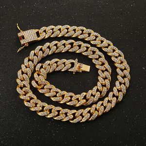 Iced Out Cuban Link Chain Necklace Men Hip Hop rostfritt stål Designer smycken halsband kedjor