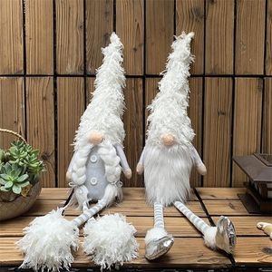 Große Weihnachtsdekoration, lange Beine, Weihnachtsmann, gesichtslose Puppe, weiße Hu-Figuren, Y201020