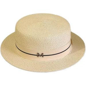 För kvinnor Panama Summer Beach kvinnlig casual lady Flat Brim Straw Cap Girls Sun Hat Chapeu Feminino 220627