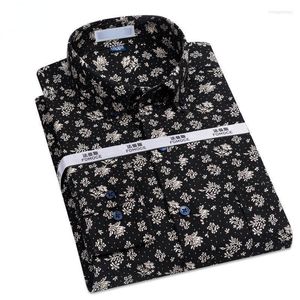 メンズドレスシャツ100 コットンフローラルロングスリーブシャツオックスフォード韓国衣服カジュアル男性ファッションメンズ衣料品