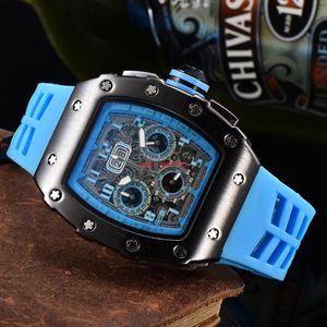 Luxury Watch Six Hand Quartz Chronograph Full Function Running Second Men's Brand Tonneau Clock Cool Wristwatches Reloj Hombre