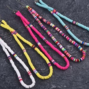 Chains 45cm Soft Pottery Choker Necklace Polymer Clay Colorful Surfer Beads Collar Handmade Femme Jewelry GiftsChains