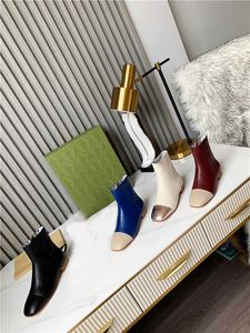 브랜드 디자이너 여성 부츠 현대 패션 가죽 신발 청키 한 힐 플랫 흑백 흰색 빨간색 금색 사각형 발가락 부츠 선택 사항 36-40