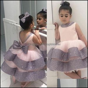 Toddler Girl Tutu Sequin Bow Dress Princess Dresses for Baby First 1st År Birthday Infant Party Pageant Christeng Gown Girls Drop Delivery