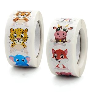 50 500 pz Cartoon Animal Bambini Etichetta adesiva Grazie Adesivi Simpatico giocattolo Gioco Tag Regalo fai da te Sigillatura Decorazione Forniture 220716