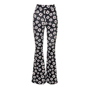 Women s Bell Bottoms Stylish Heart Floral Pattern Elastic High midje Skinny Flare Pants