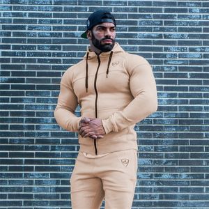 Chuqing Autumn and Winter Leisure Fitness Sports Running Suit Men S Hooded Swater Pants LJ201126