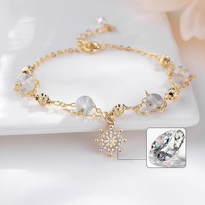 Link Chain Natural Crystal Charms Armband för kvinnliga smycken Tillbehör 2022 Ankomst Zironstone Simple Cute Hand Stringlink