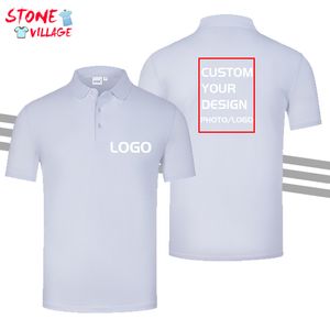 Niestandardowe krótkie rękawowe koszulę polo -drukowanie obrazu lub tekst Business Casual Lapel Office Ubrania robocze Szybkie suszenie 220722