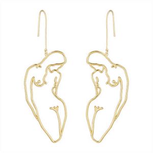 Original frihet kvinnlig kroppsform trådörhängen 2021 abstrakt kropp dam ansikte dangle örhängen för kvinnor stor uttalande örhängen g220312