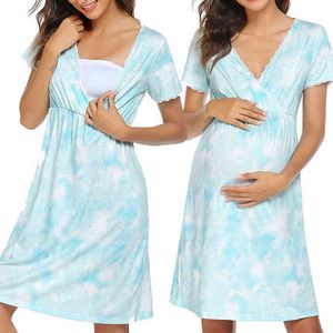 Кружевное сшивание с коротким рукавом платье для беременных для беременных для беременности.