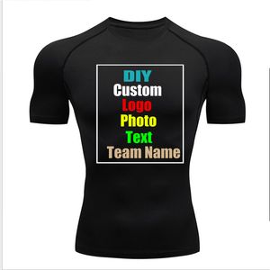 Customize your picture short sleeved quick drying T shirt running bottoming shirt men s breathable wicking stretch tights 220621