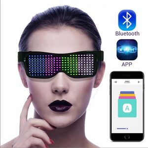 Bluetooth LED Display Eyeglass Party App Connected Smart Solglasögon Flash Meddelanden Animation Slutar Nyanser för Raves Festivel födelsedagsrekvisita USB uppladdningsbar
