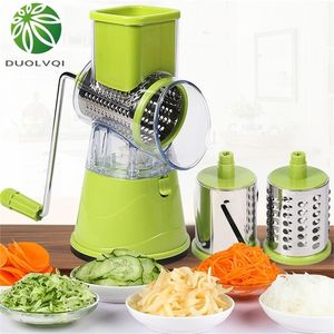 Duolvqi Multifunktionella grönsaker Cutter Manual Cutting Vegetable Potato Slicer Shredded Slices Practical Kitchen Tools 210318