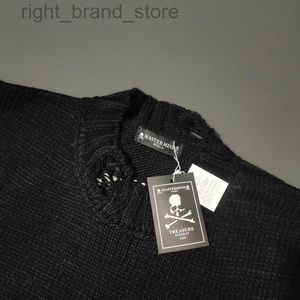 MMJ ciężki czarny druk czaszki Mastermind Japan Sweater Men Men Destruction Pullover Swater W220813191Y