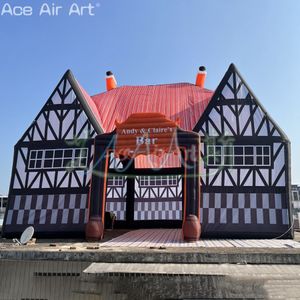 Custom Giant Feature Inflatable Bar Tent Door Head Logo and Wine Barrel Front Door Commercial Rental Castle House for Party or Advertising Events