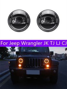 7" Inch Round Led Headlights DRL & Hi/Lo Beam & Amber Turn Light for Jeep Wrangler JK TJ LJ CJ Rubicon Sahara Unlimited Hummer