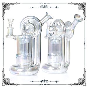 Wholesale dab rig thick glass for sale - Group buy Holographic Rainbow dab rigs Hookahs bong recycler oil rigs thick glass water pipe with bowl