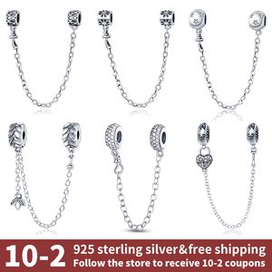 925 Gümüş Takılar Renk Çiçek Güvenlik Zinciri Takılar Boncuklar Orijinal Fit Pandora Bilezik Takı Yapma DIY Hediye