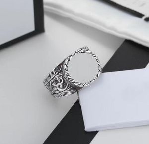 Klassischer Doppelbuchstaben-Ring, Designer-Gothic-Herren-Punk-Rock-Ringe aus 925er-Sterlingsilber, Edelstahl, hochwertiges Hip-Hop-Paar mit Geschenkbox