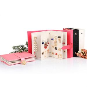 Wholesale earring book holder resale online - Jewelry Stand Women Stud Earrings Collection Book PU Leather Earring Storage Box Creative Jewelry Display Holder Jeweller164I