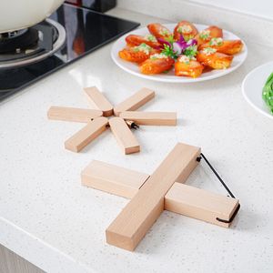 Creativo di Legno Isolamento Termico Sottobicchiere Caldo Faggio Pasto Pad Piastra Pad Ciotola Pads Pieghevole Pentola Da Cucina Stuoie Strumento di Stoccaggio