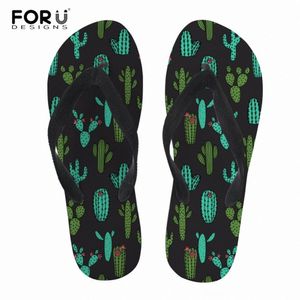 Forudesigns Kvinnor Tofflor Personlighet Cactus Tofflor Tryck Kvinna Slip på Badrum Flipflops Lady Mjuka Gummi Sandaler Zapatillas Mujer Köp Skor på L830 #