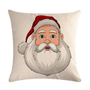 Cushion Decorative Pillow Cotton Linen Case 45*45 Christmas Santa Claus Printing Dyeing Sofa Bed Home Decor Cover Cushion