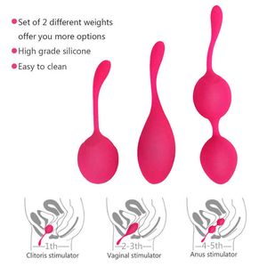 Nxy Eggs 3pcs set Silicone Vaginal Ball Kegel s Ben Wa Ball Tighten Exercise Machine Geisha Sex Toys for Women Shop 220421