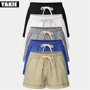 Ny sommar godisfärg kvinnor shorts casual stil damer kort plus storlek bomullslinne kvinnliga shorts femininos 210412