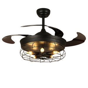 Industrial Fan Chandelier Ceiling Fans Light Metal Farmhouse Pendant Lamps Living Room Bedroom 110V 220V Remote Control