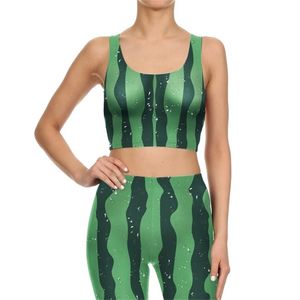 Summer Fruit Watermelon Suits Women Push Up Leggings 2 Piece Sets Fashion Sportswear 3D Digital Printed Crop Suit W220617