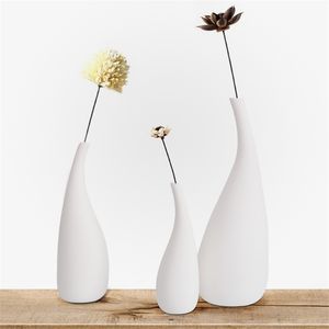 Nordisk keramisk blomma vas Vit blommor arrangemang dekoration vaser för mittstycken för bröllop vardagsrum heminredning 210409