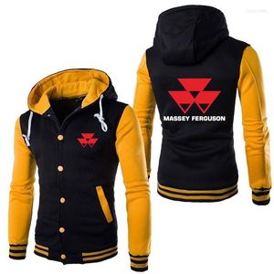 Moletons masculinos moletons massey Ferguson Print Print personalizado Men Spliced ​​Men Jacket Capuz de personalidade casual Pocketball Baseball Man Man