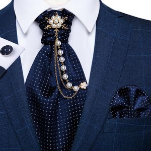 Bow Ties Cravat Ascot Erkekler için Tie Homme İpek Eşarp Çiçek Kravat Takı Broş 4pcs Set Resmi Elbise Tuxdeo Takım Accessorybow