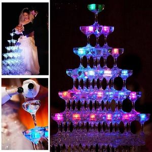 LED -gadget Aoto Colors Mini Luminous Artificial Ice Cube Flash Light Wedding Christmas Party Decoration DD
