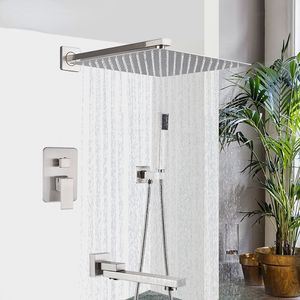 BAGNO NICKEL spazzolato Racconta con pioggia nascosta rubinetti per doccia set a parete incorporato Sistema doccia per doccia per doccia per doccia Misers Tap Tap Tap Tap Tap