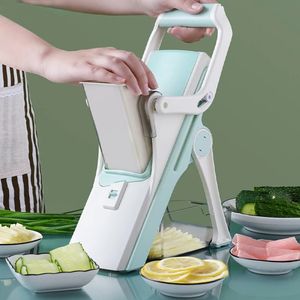 Narzędzia kuchenne 5 w 1 warzywa Mandolina Slicer Manualna żywność owoc owoc ziemniany ogórek marchewkowy rozbiór mięsny ninja bezpieczny plaster