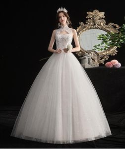 Altri abiti da sposa Abito a collo alto in stile cinese vintage Tulle Appliques Paillettes brillanti Taglie forti Abito da ballo da sposa semplice da terra Ro