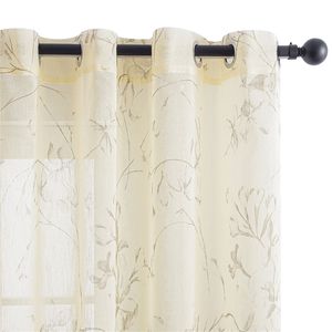 Topfinel Sheer Curtain for Living Room Bedroom Kitchen Tulle Cream Windows Voile Drapes Home Decoration Lily Beige W220421