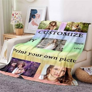 Selling Custom Blanket Flannel Personalized Po Fleece Sofa s Customized DIY Print Drop Gift 220607