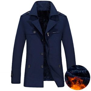 Men's Trench Coats Autumn And Winter Men's X-Long Jackets Casual Long Coat Plus Velvet Fashion WindbreakerMen's