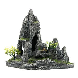 1PC Ornament Creative Resin Creative Artificial Beautiful Hill Landscape Decor Mountain Rockery para Rium Fish Tank Y200917