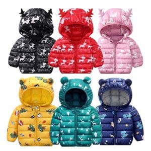 christmas deer light korean jacket for girl coat with hoodies ear santa boys clothing 9 colours cartoon clothes children LJ201128